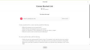 A custom lesson in a student account is open. There is a title and short description. At the top of the lesson there is a banner indicating that the student needs to save 3 careers before they can complete the lesson.